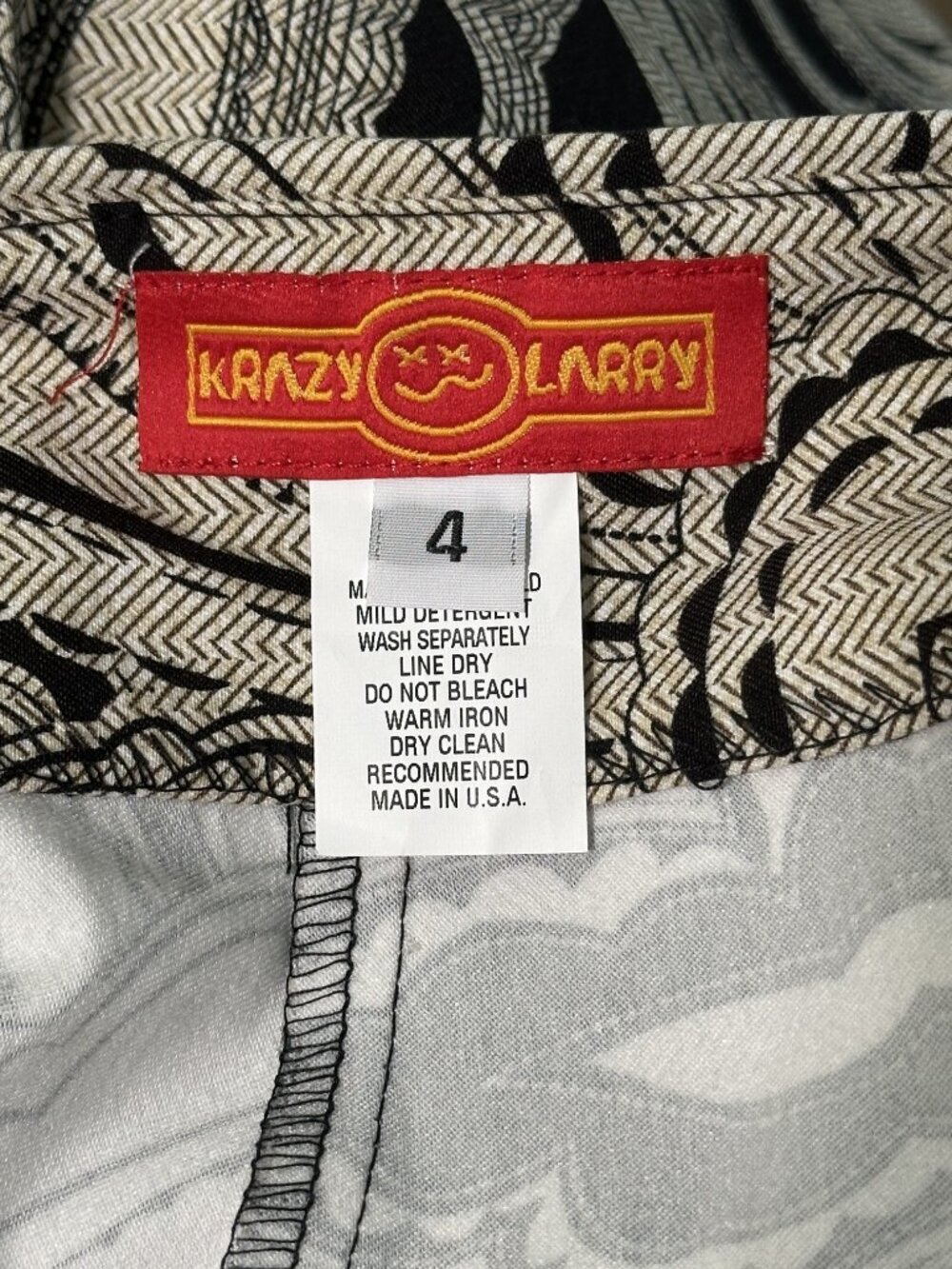 KRAZY LARRY Pull-On Ankle Pants Black White Paisley Print 4 NWOT - Picture 7 of 8